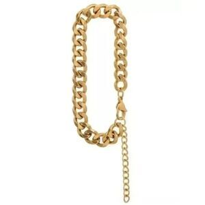 New 7” the Jewelry Shoppe 18K Gold Plated Stainless Steel Curb Chain Bracelet